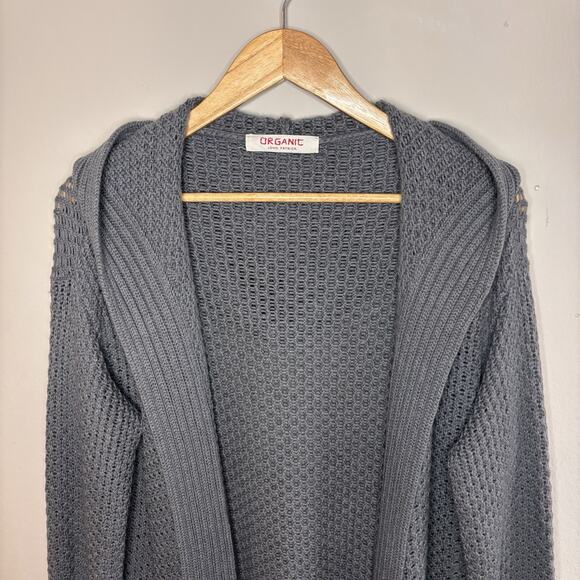 Organic by John Patrick Women's Cardigan Long Line Cashmere Blend Gray Med Shawl - Picture 2 of 11